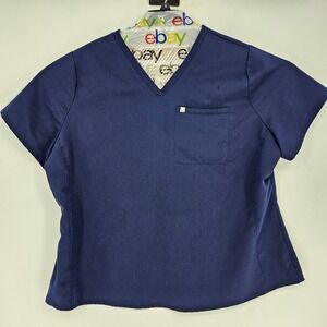 Fabletics Vital Scrub Top Womens 2X Blue Short‎ Sleeve Uniforms Healthcare